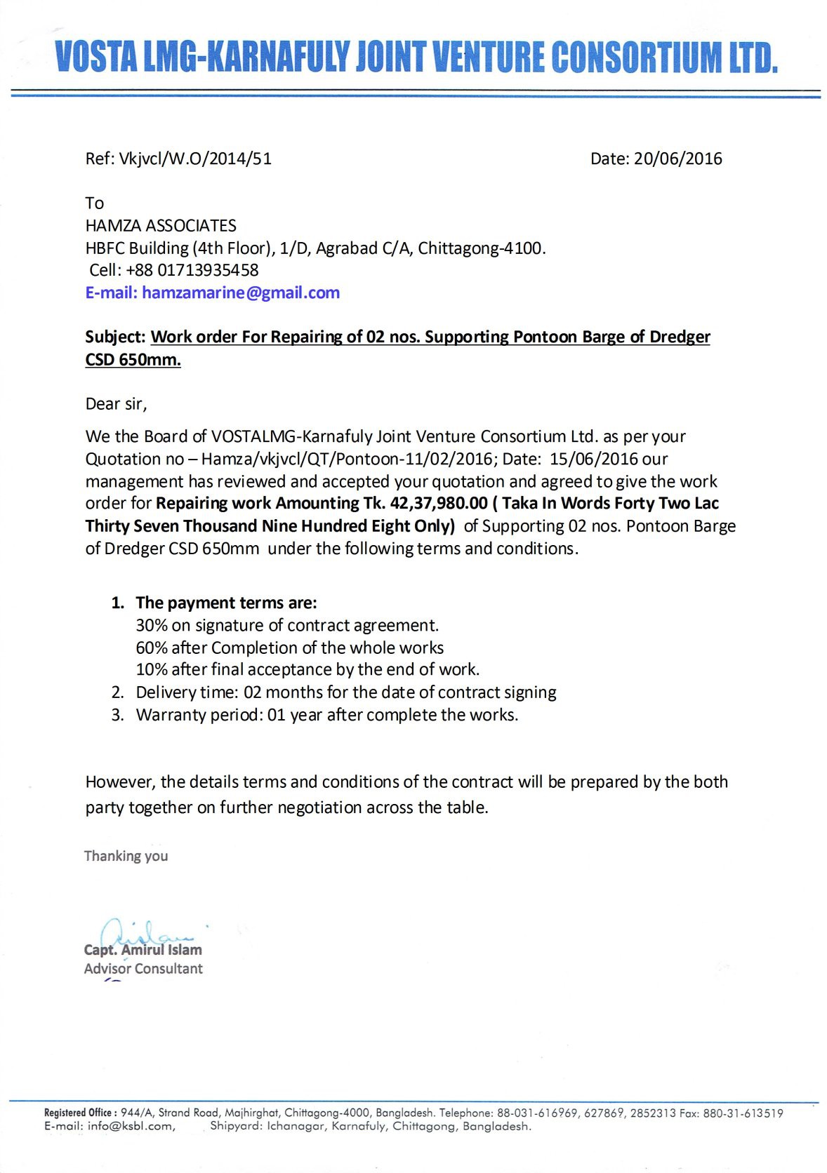 Vosta LMG Karnafully Joint Venture Consortium Ltd